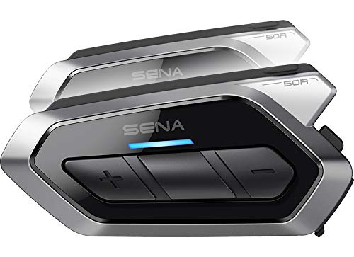 Sena 50R Flaches Motorrad Bluetooth Kommunikationssystem mit Mesh 2.0, Doppelpack